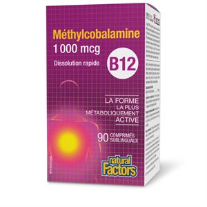 Natural Factors Méthylcobalamine B12 1 000 mcg 90 comprimés sublinguaux