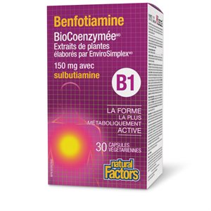 Natural Factors BioCoenzymated™ Benfotiamine B1 plus Sulbutiamine 150 mg 30 Vegetarian Capsules