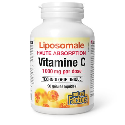 Natural Factors Vitamine C liposomale Haute absorption 1 000 mg par dose 90 gélule liquide