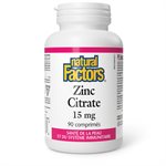 Natural Factors Zinc Citrate  15 mg  90 Tablets