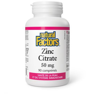 Natural Factors Zinc Citrate 50 mg 90 comprimés Natural Factors Zinc Citrate 50 mg 90 comprimés