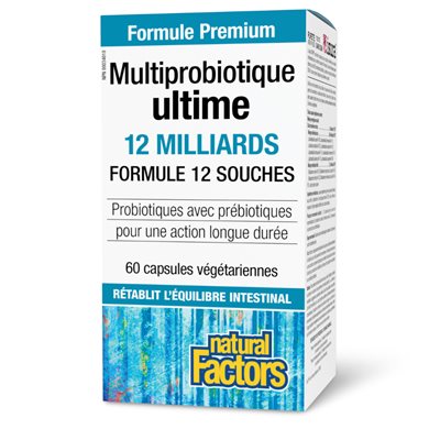 Natural Factors Multiprobiotique ultime 12 milliards 60 capsules végétariennes Natural Factors Multiprobiotique ultime 12 milliards 60 capsules végétariennes