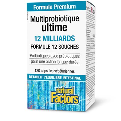 Natural Factors Multiprobiotique ultime 12 milliards 120 capsules végétariennes Natural Factors Multiprobiotique ultime 12 milliards 120 capsules végétariennes