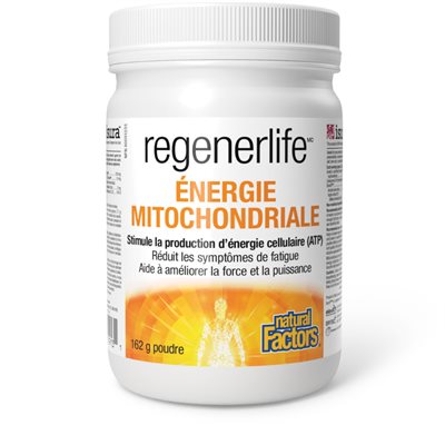 Natural Factors Énergie Mitochondriale RegenerLife 162 g poudre Melon d'eau Natural Factors Énergie Mitochondriale RegenerLife 162 g poudre Melon d'eau
