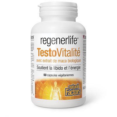 Natural Factors TestoVitalité avec extrait de maca biologique 60 capsules végétariennes Natural Factors TestoVitalité avec extrait de maca biologique 60 capsules végétariennes