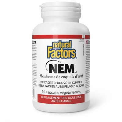 Natural Factors NEM(MD) Membrane de coquille d'œuf 500 mg 30 capsules végétariennes Natural Factors NEM(MD) Membrane de coquille d'œuf 500 mg 30 capsules végétariennes