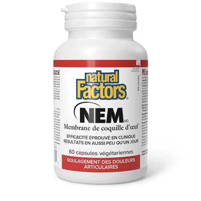 Natural Factors NEM(MD) Membrane de coquille d'œuf 500 mg 60 capsules végétariennes Natural Factors NEM(MD) Membrane de coquille d'œuf 500 mg 60 capsules végétariennes