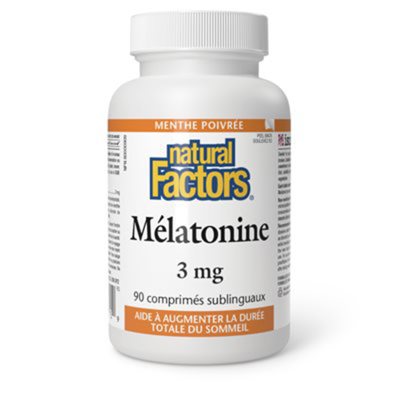Natural Factors Mélatonine 3 mg 90 comprimés sublinguaux Menthe poivrée
