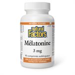 Natural Factors Mélatonine 3 mg 90 comprimés sublinguaux Menthe poivrée