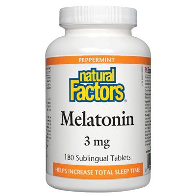 Natural Factors Mélatonine sublinguale 3 mg - Menthe poivrée 180 comprimés