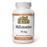 Natural Factors Mélatonine 10 mg 180 comprimés sublinguaux menthe poivrée