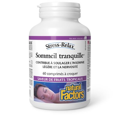 Natural Factors Tranquil Sleep 60 Chewable Tablets Tropical Fruit Flavour