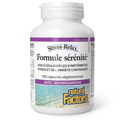 Natural Factors Formule sérénité?? avec ashwagandha Extrait d’ashwagandha Sensoril?? 125 mg 120 capsules végétariennes Natural Factors Formule sérénité?? avec ashwagandha Extrait d’ashwagandha Sensoril?? 125 mg 120 capsules végétariennes