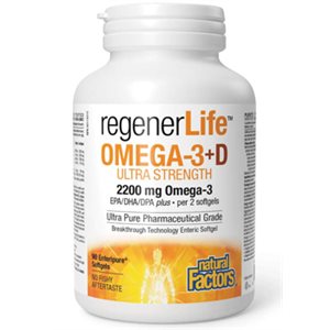 Natural Factors Omega-3 Ultra Strength 2200 mg 90 Enteripure® Softgels