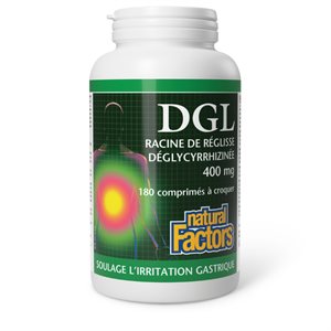 Natural Factors DGL Deglycyrrhizinated Licorice Root 400 mg 180 Chewable Tablets