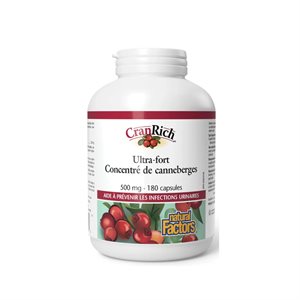 Natural Factors Concentré De Canneberge Super Fort 500 Mg 180Un