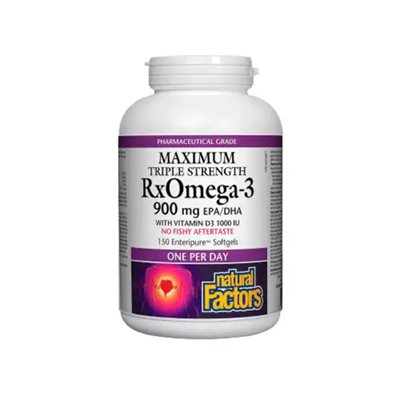 Natural Factors RXOmega-3 900mg EPA / DHA avec vitamine D3 1000 UI, 150 gelules