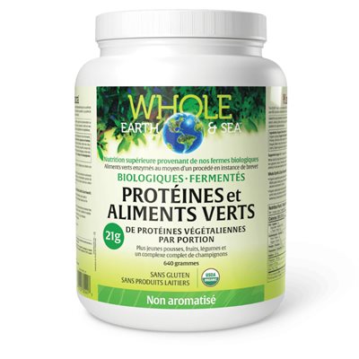 Whole Earth & Sea® Protéines et aliments verts biologiques fermentés 640 g poudre Non aromatisé