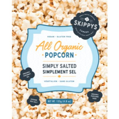 Pop-corn tout biologique de Skippy’s simplement salé 135g