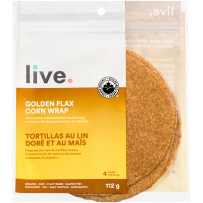 Live Organic Golden Flax Corn Wraps 112g