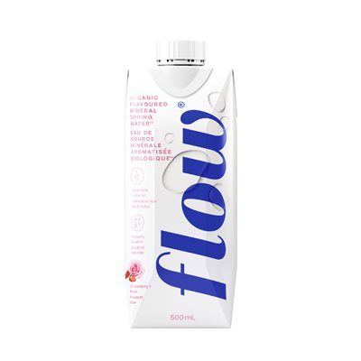 Flow Strawberry + Rose Flavoured Water Organic 500 ml