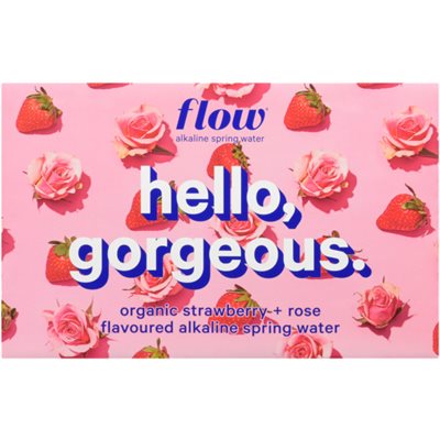 Flow Organic Strawberry + Rose Flavoured Alkaline Spring Water 12 Pkx500ml 12 x 500ml