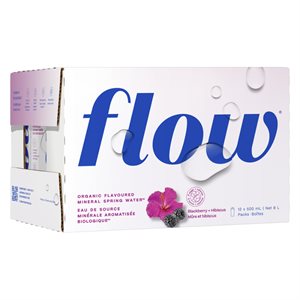 Flow Eau de Source Naturellement Alcaline à Saveur de Mûre + Hibiscus Bio 12x500ml