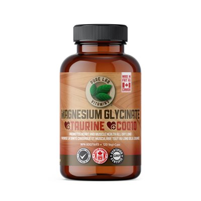 Pure Labs Vitamins Glycinate De Magnésium (75Mg) + Taurine (375Mg) + Coq10 (20Mg) 120 Vegi Cap Pure Labs Vitamins Glycinate De Magnésium (75Mg) + Taurine (375Mg) + Coq10 (20Mg) 120 Vegi Cap