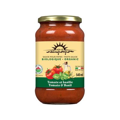 Sole Di Sangiorgio Sauce tomate et basilic biologique 540ml Sole Di Sangiorgio Sauce tomate et basilic biologique 540ml