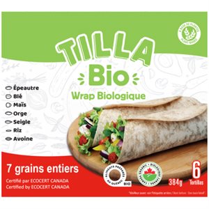 Tilla Organic 7 grain Tortilla wrap 384g