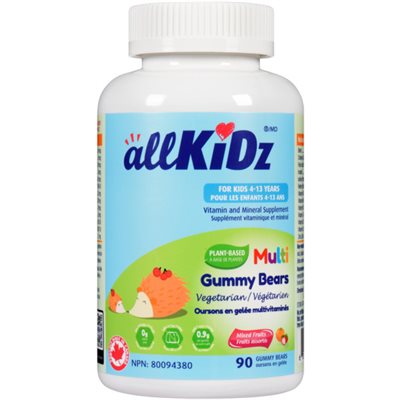 allKiDz Oursons en Gelée Multivitaminés pour les Enfants 4-13 Ans Fruits Assortis 90 Oursons en Gelée