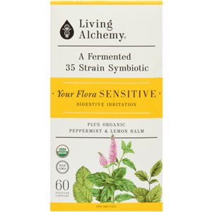 Living Alchemy Votre Flore un Symbiotique Fermenté avec 35 Souches Sensible 60 Capsules de Pullulan