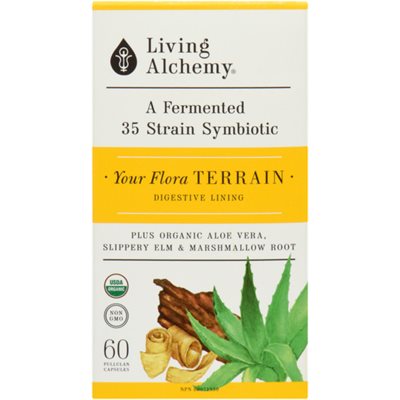 Living Alchemy Votre Flore un Symbiotique Fermenté avec 35 Souches Terrain 60 Capsules de Pullulan