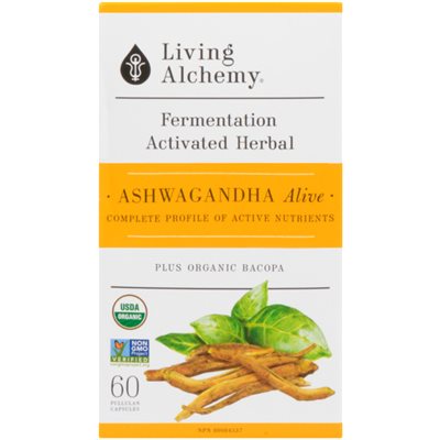 Living Alchemy Alive Fermentation Activated Herbal Ashwagandha 60 Pullulan Capsules 