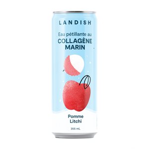 Landish Eaux Pétillantes Aux Collagène Marin - Pomme Litchi 355 Ml