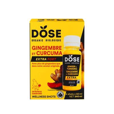 Dose Shot gingembre et curcuma extra fort biologique 4x60ml