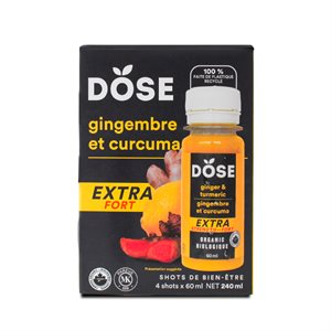 Dose Organic Ginger Trumeric Extra Strength Wellness Shot 4x60ml