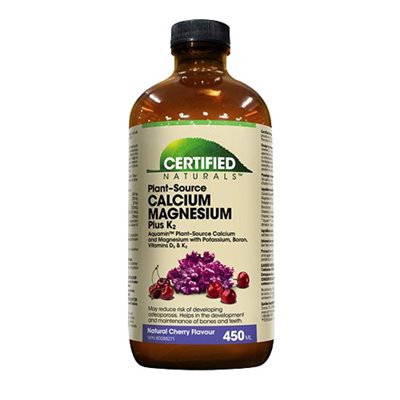 Certified Naturals Plant-Source Calcium,Magnesium+k2-Cherry