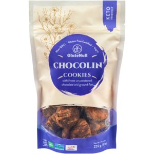 GluteNull Chocolin Cookies with Finest Unsweetened Chocolate and Ground Flax 220 g 