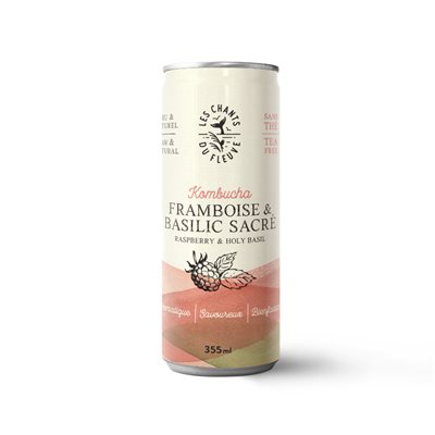 Les Chants du Fleuve kombucha Raspberry & Holy Basil 355ml