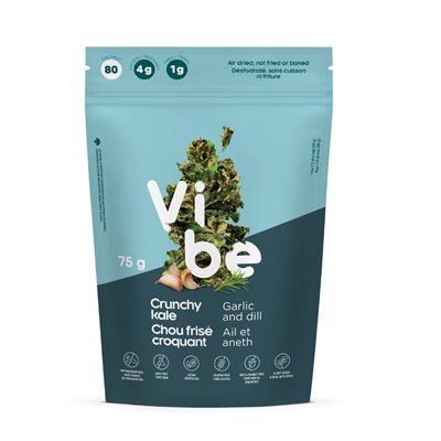 Vibe Crunchy garlic and dill kale chips 75g