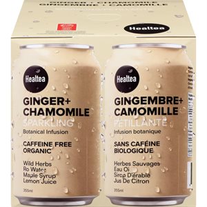 Healtea Boisson Pétillante Bio Au Gingembre Et À La Camomille 4 X 355 Ml