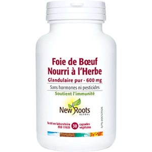 New Roots Pure Glandular Grass-Fed Beef Liver 600 mg 30capsules