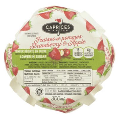 Tartinade Fraises Et Pommes Teneur Réduit En Sucre 300Ml