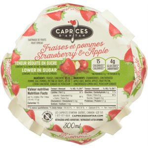 Caprices d'Antan Tartinade de Fruits Fraises et Pommes 300 ml