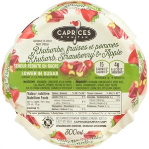 Caprices d'Antan Tartinade de Fruits Rhubarbe, Fraises et Pommes 300 ml