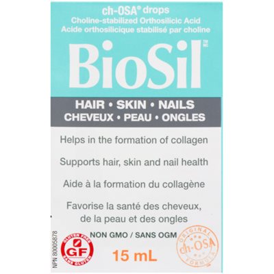 BioSil™ BioSil(MC) Acide orthosilicique stabilisé par choline(MD) cheveux * peau * ongles 15 mL liquide