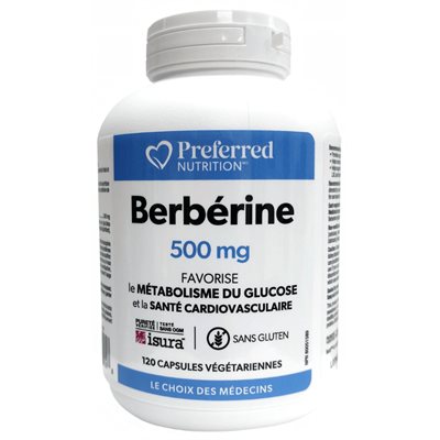 Preferred Nutrition Berbérine 500 mg 120 capsules végétariennes