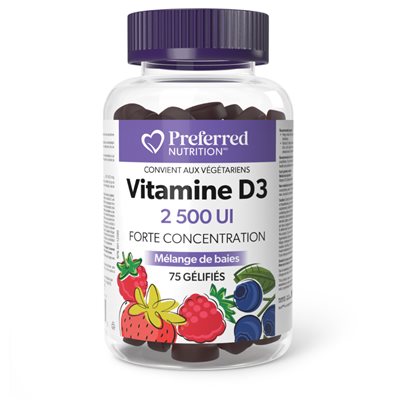 preferred nutrition vitamin D3 2500iu, 75 Gummies ( mixed berry)