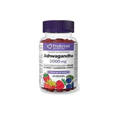 Preferred Nutrition Ashwagandha 3000 mg 60 gummies - Baies mélangées Preferred Nutrition Ashwagandha 3000 mg 60 gummies - Baies mélangées